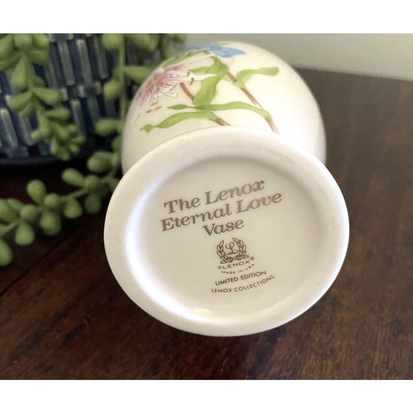 Lenox Eternal Love Vase Limited Ed. w/Orchids & Blue Birds~ in Original Box