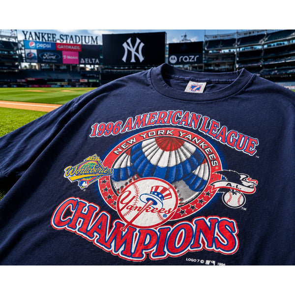 New York Yankees 1996 American League Champions T Shirt 2XL Vintage Logo 7 USA