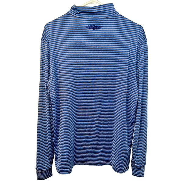 Straight Down Performance Golf Striped 1/4 Zip Sz M Stretch Pullover Sleeve Logo