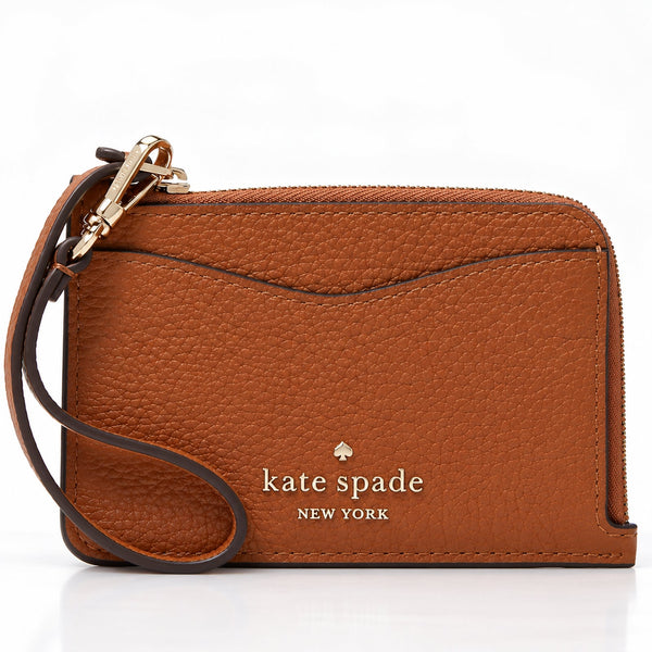 Kate Spade Leila Leather Small Card Holder ID Wristlet Wallet Gingerbread NWOT