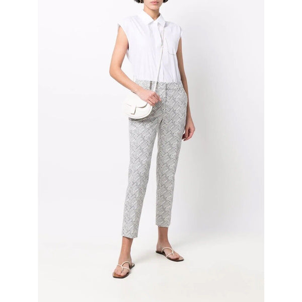 Peserico Graphic-Print Cropped Trousers Size 52 EU 16 US