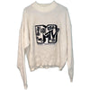 MTV Sweater Cable Knit 1989 Music Grunge Vintage White Sz. XL
