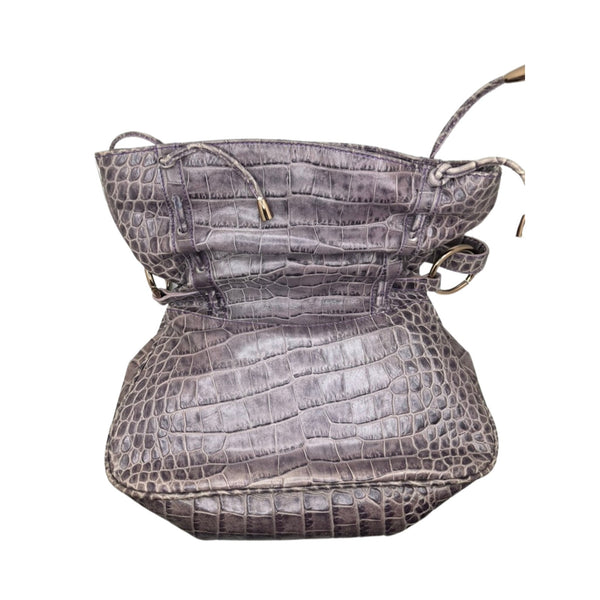 Emporio Armani Large Fold Over Leather Crocodile Embossed Bag & Change Pouch