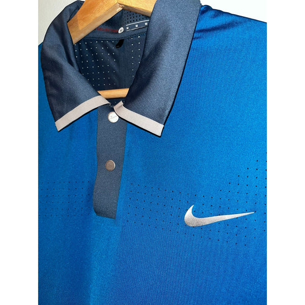 Nike Tiger Woods TW Perforated Panel Polo Blue Gray 585783 Men’s Sz M Golf EUC