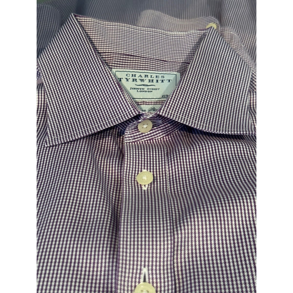 Charles Tyrwhitt Dress Shirt Non Iron Slim Fit Check Men's 16/33
