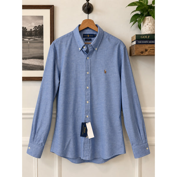 Polo Ralph Lauren Chambray Stretch Oxford Shirt Men's L Slim Fit Blue NWT