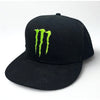 Monster Energy Snapback Hat Black Green Logo Cap Rare Underbrim Print OSFM