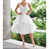 Enchanting by Mon Cheri 117181 Tea Length Casual Wedding Dress Ivory/White Sz. 8