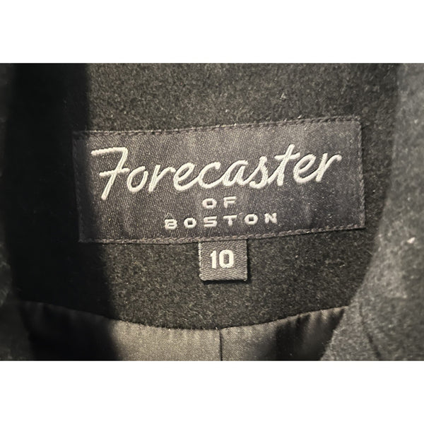 VTG Forecaster Of Boston Pea Coat Jacket Women 10 Black Wool Double Breasted USA