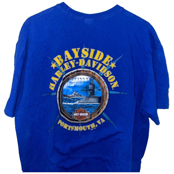 Harley Davidson Portsmouth, Virginia Marines Blueprint XL Rare Biker T Shirt Tee