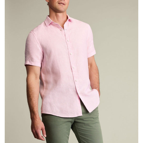 Charles Tyrwhitt Linen Shirt Sz. Large Pink Button Up Slim Fit Short Sleeve NWOT