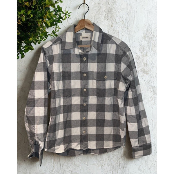 Taylor Stitch Moto Utility Shirt Ash Plaid Organic Cotton Flannel Mens 40