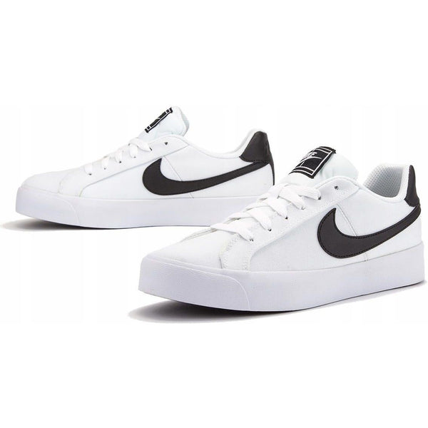 Nike Womens Court Royal AC Canvas Tennis Shoe CD5405 100 White Black Sz 10 EUC