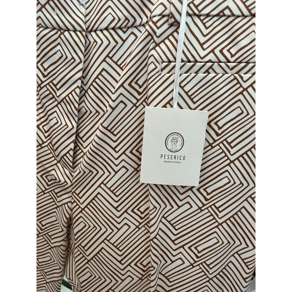Peserico Graphic-Print Cropped Trousers Camel Butter Size 52 EU 16 US