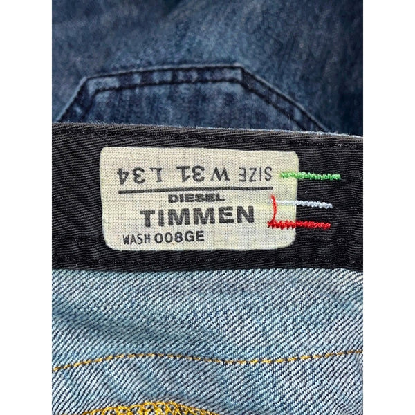 Diesel Timmen 008GE Jeans Mens W31 L34 Medium Wash Blue Straight Button Fly Y2K