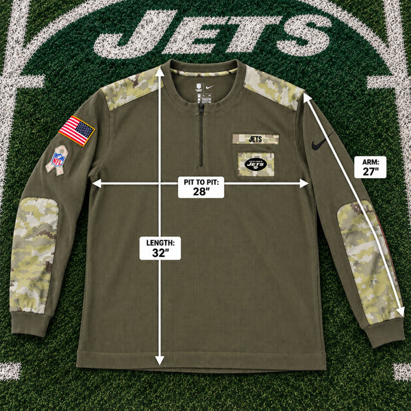 New York Jets NFL Nike Salute to Service Thermal 1/4 Zip Henley Olive Sz 3XL