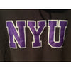 NYU Hoodie MV Sport Pro Weave Sunfaded Black Purple Spellout Size L Y2K
