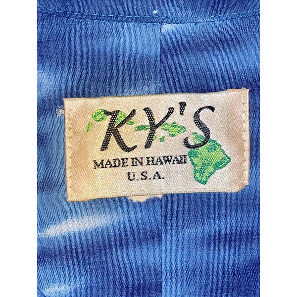 Kys Hawaiian Shirt Mens Large Motorcycle Palms Short Sleeve Camp Vintage