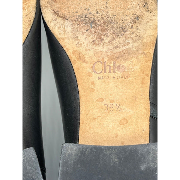 Chloe Double Buckle Black Flat Ankle Boot Gold Hardware Sz. 36.5 Made in Italy