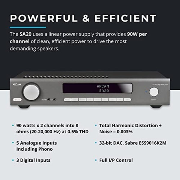 Arcam SA20 Class G Stereo Integrated Amplifier With Built-In DAC Full Warranty
