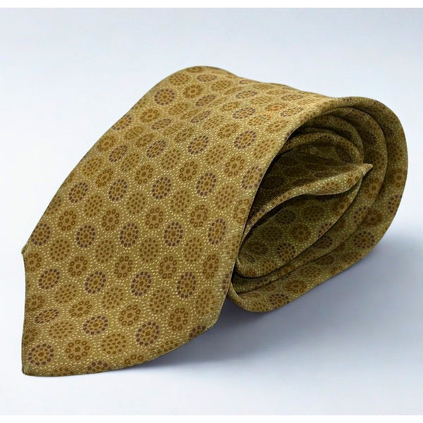 Ermenegildo Zegna 100% Silk Tie Made Italy Gold Medallion Luxury Designer