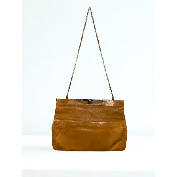 Valentino by Mario Valentino Vintage Leather Shoulder Bag Brown Chain Strap