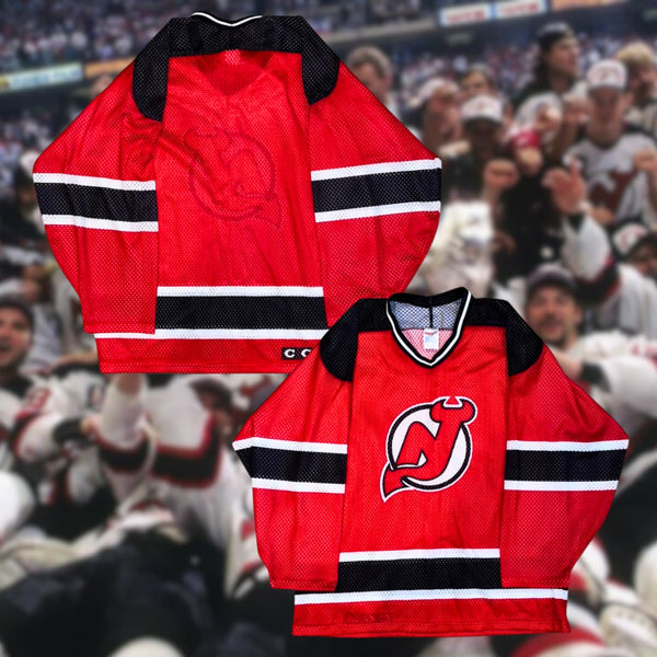 New Jersey Devils CCM NHL Away Jersey Blank Red Mesh L Sports Hockey Vintage