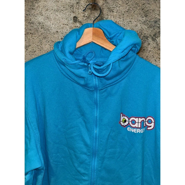 Bang Energy Hoodie Blue Full Zip Mens L Graphic Y2K Monster Energy