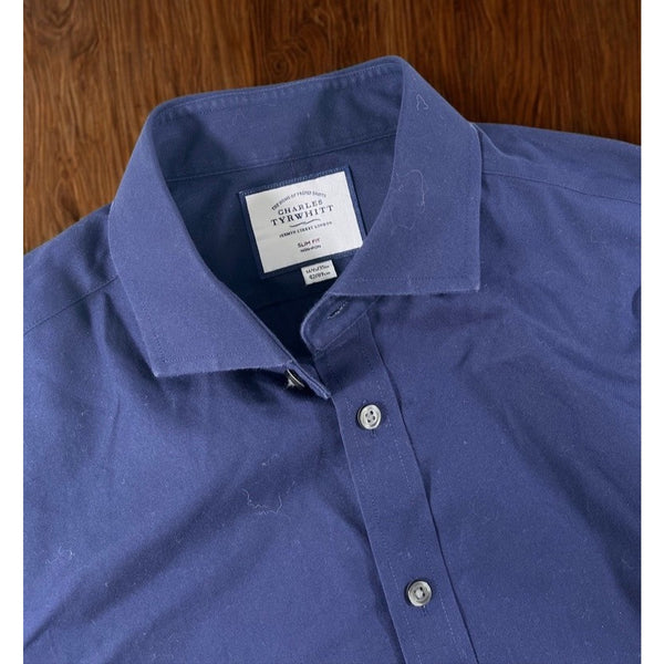 Charles Tyrwhitt Dress Shirt Non Iron Slim Fit Plaid Men's 16.5/35