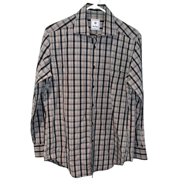David Donahue Toast Brushed Plaid Shirt Mens M MSRP $165