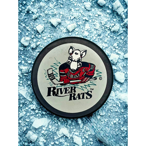 Albany River Rats Vintage Official Hockey Puck AHL InGlasCo