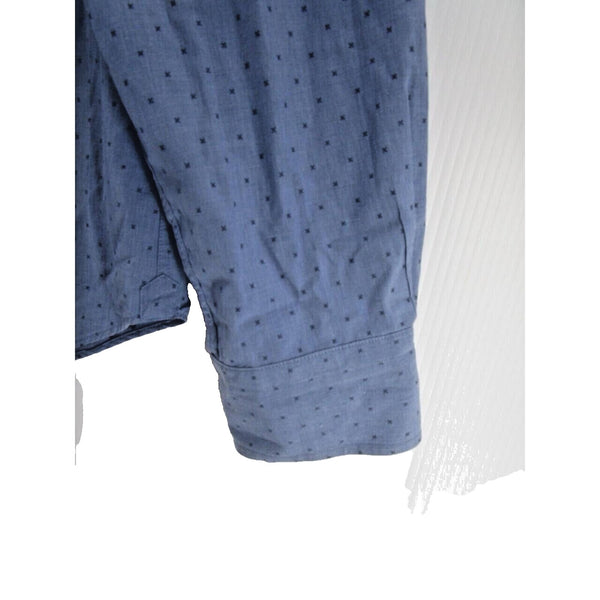 David Donahue Heathered Dobby Fusion Shirt Poplin Denim Blue Men's 17.5 XL