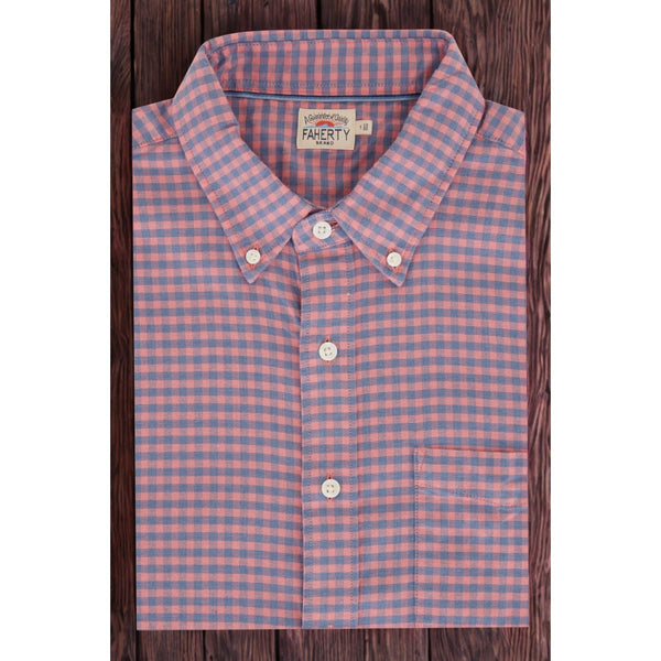 Faherty Brand Blue Rose Gingham Stretch Oxford Shirt 2.0 Mens XL EUC