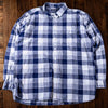 Barbour Tailored Fit Plaid Button Shirt Men's XL Blue White Cotton Long Sleeve