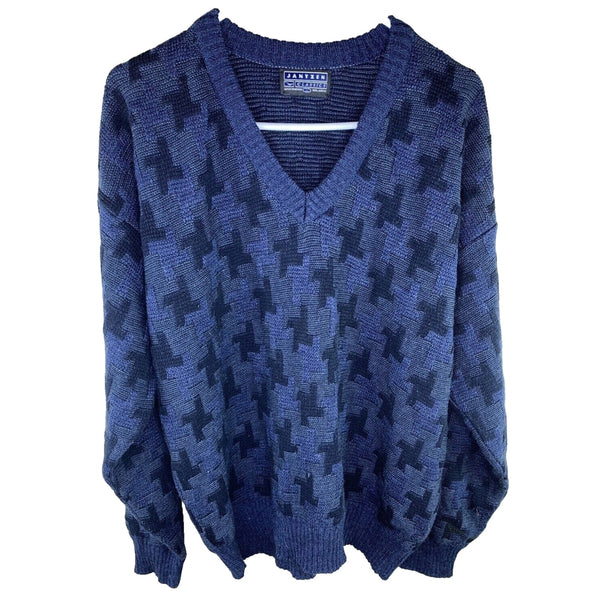 Jantzen Sweater Mens Large Geometric Long Sleeve Knit Classic Pullover VTG NWT
