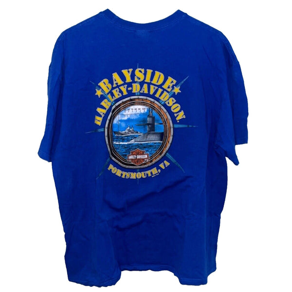 Harley Davidson Portsmouth, Virginia Marines Blueprint XL Rare Biker T Shirt Tee