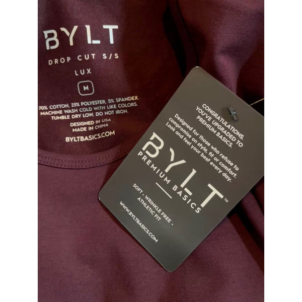 BYLT Premium Basics Drop-Cut BYLT Signature Shirt Medium Maroon NWT