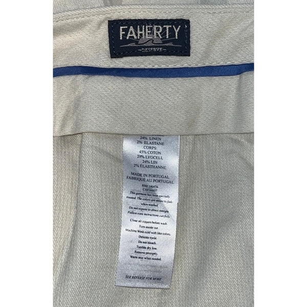 Faherty Reserve Movement Pants Mens 32x30 Khaki Stretch Chino Casual Portugal