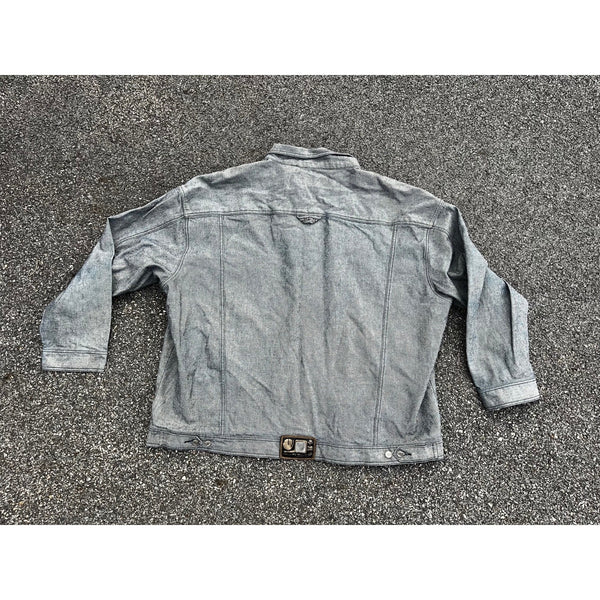 Pelle Pelle Marc Buchanan Denim Jacket 4XL Gray Hip Hop Y2K Jean Coat Vintage