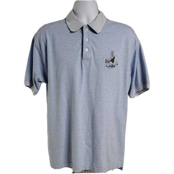 Warner Bros Studio Store Bugs Bunny Golf Polo Shirt Men's Sz. S Blue Vintage