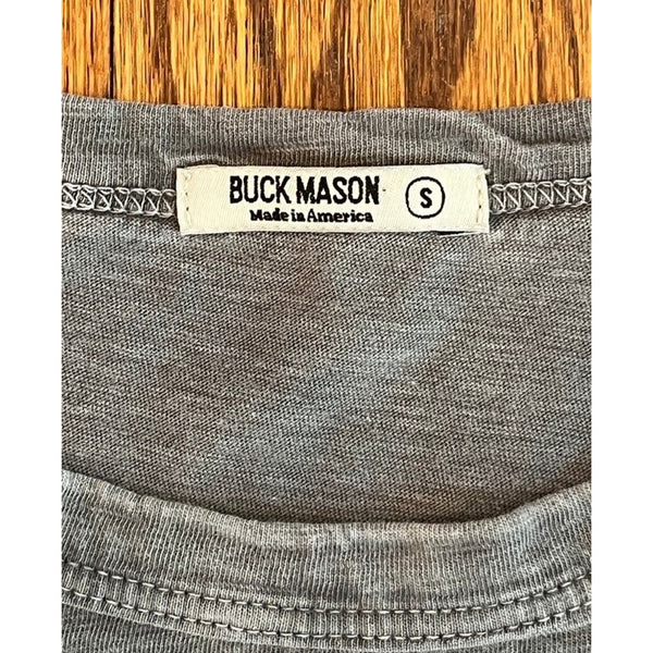 Buck Mason Curved Hem Slub Cotton T Shirt Sz. Small Gray Made in USA BM11001.102