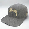 Stussy Wool Snapback Hat Cap Gray Purple Undervisor Big Logo Rare Streetwear
