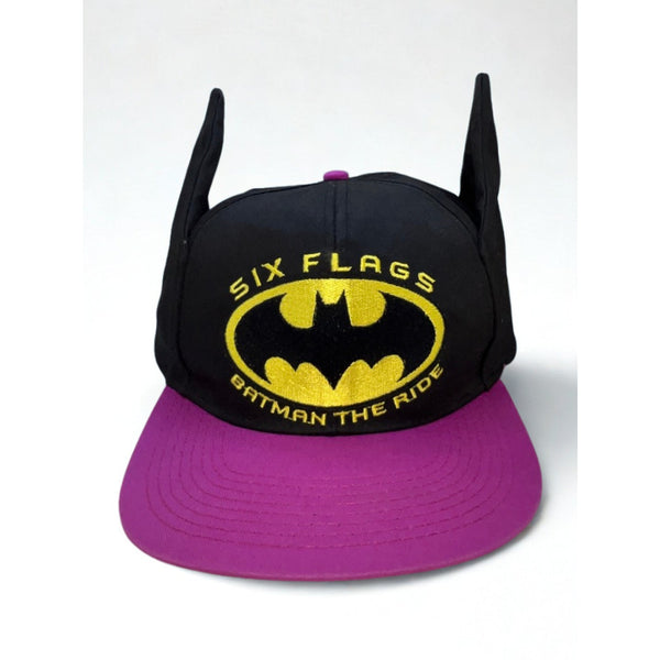 Six Flags Batman The Ride Snapback Hat Adult Vintage 1996 DC Comics Rare Ears