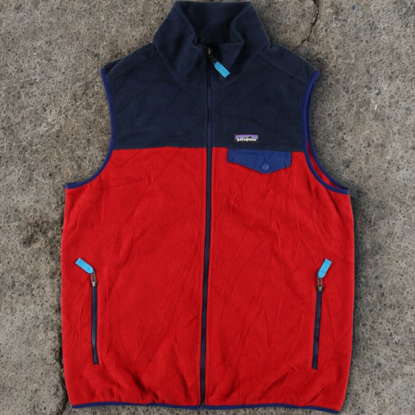 Patagonia Synchilla Snap-T Fleece Vest Men’s M Red Navy FA15 Retro Outdoor