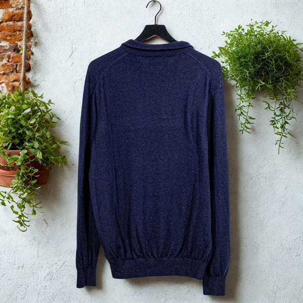 Charles Tyrwhitt Merino Wool Polo Sweater Navy Blue XL Men’s Luxury Knit