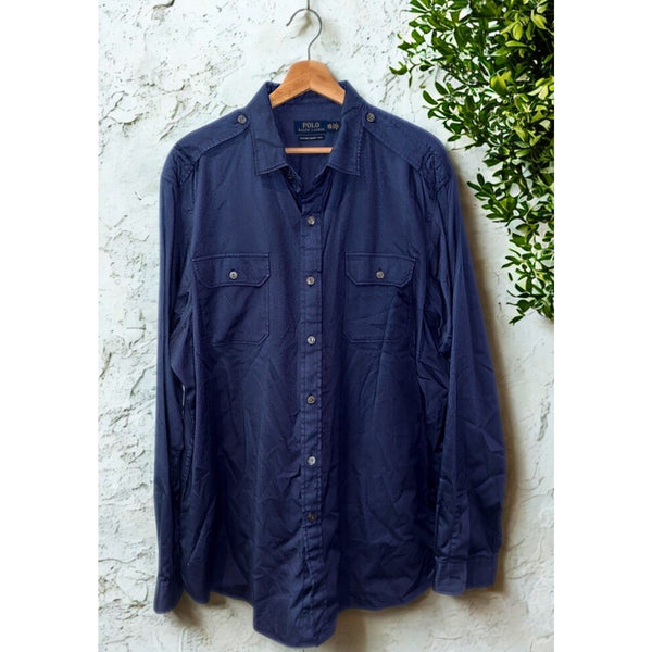 Polo Ralph Lauren Featherweight Twill Utility Shirt Mens 2XL Blue Button Up
