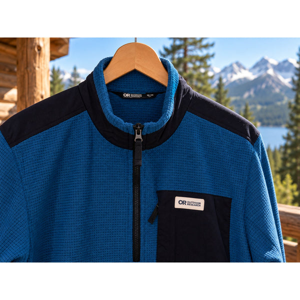 Outdoor Research Trail Mix Quarter Zip Pullover Sz. Medium Blue Microgrid Fleece
