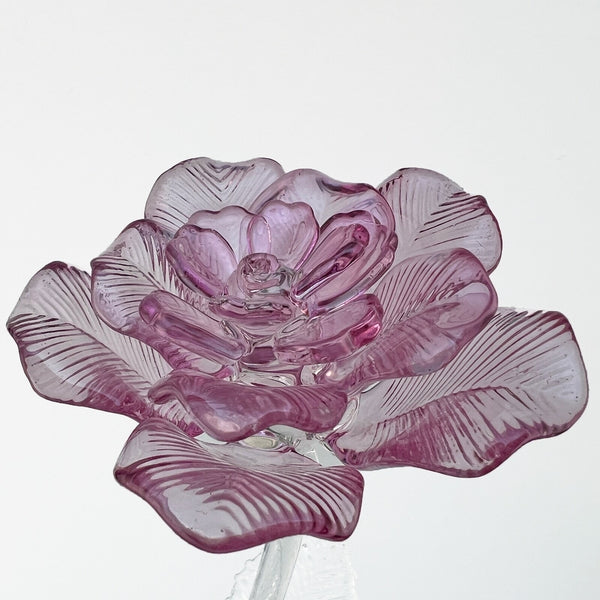 Waterford Fleurology Lavender Rose Crystal Sculpture 14.75" Jeff Leatham NIB