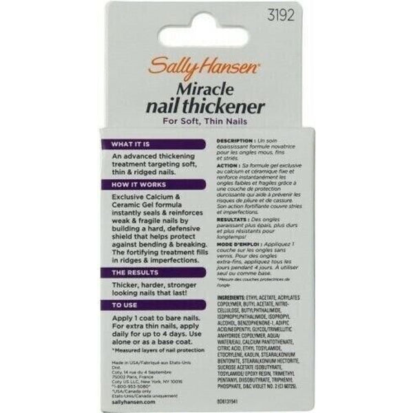 Sally Hansen Nail Treatment Miracle Nail Thickener #3192 Clear 0.45z.