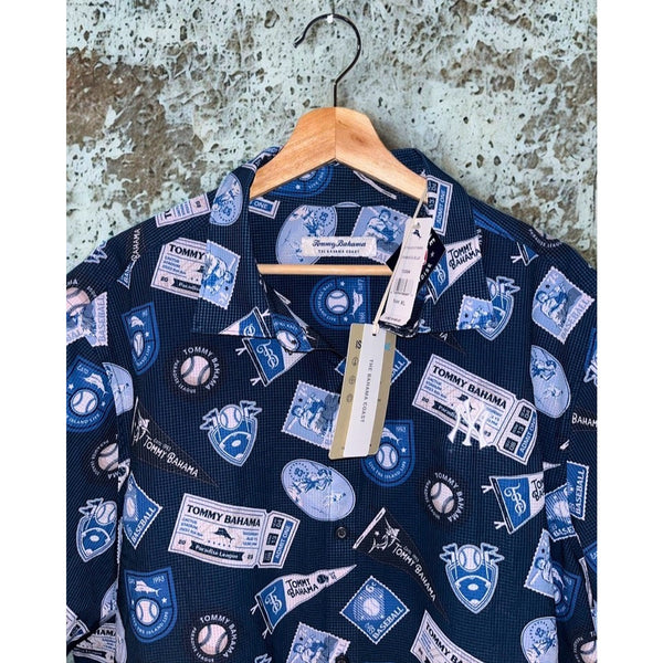 New York Yankees Tommy Bahama Island Zone Shirt Blue MLB Print XL NWT Rare